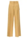 Isabel Marant High Waist Pleated Wide Leg Trousers In Brown