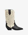 Isabel Marant Duerto Cowboy Boots In Black And Ecru