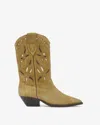 Isabel Marant Duerto Perforated Suede Western Boots In Taupe-khaki
