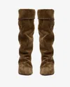 Isabel Marant Elita Draped Suede Calfskin Leather Boots In Brown