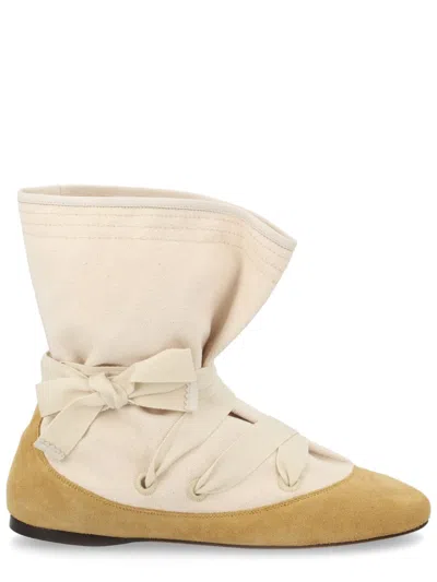Isabel Marant Canvas Ballerina Shoes Ankle Length In Neutral