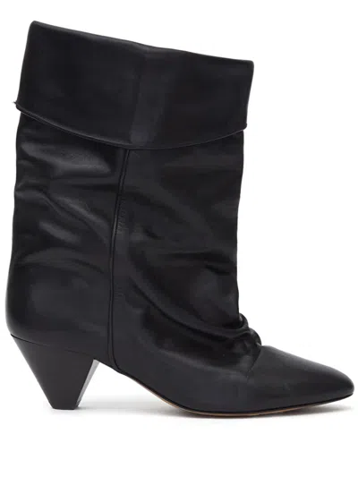 ISABEL MARANT Dalby Draped Suede Cone Heel Boots ISABEL MARANT