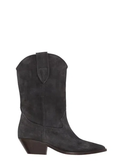Isabel Marant Stivali Duerto Da Cowboy In Pelle Di Vitello Scamosciata In Gray