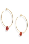 Isabel Marant Stone Charm Hoop Earrings In Gold