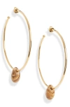 Isabel Marant Stone Charm Hoop Earrings In Gold