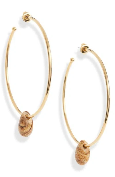 Isabel Marant Stone Charm Hoop Earrings In Gold
