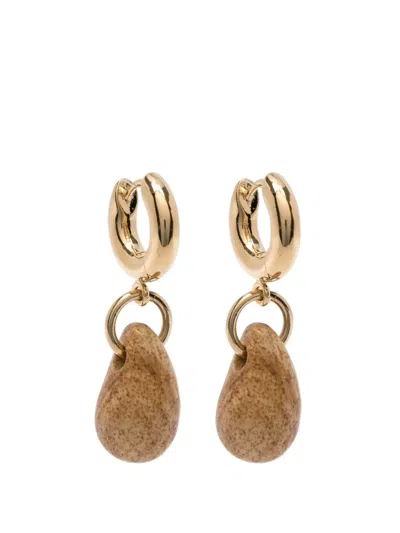 Isabel Marant Stone-pendant Hoop Earrings In Brown