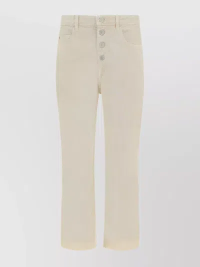 Isabel Marant Straight Leg Cotton Pants With Belt Loops In Neutral