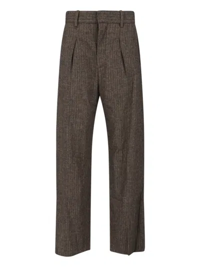 Isabel Marant Wool Blend Straight Pants In Brown