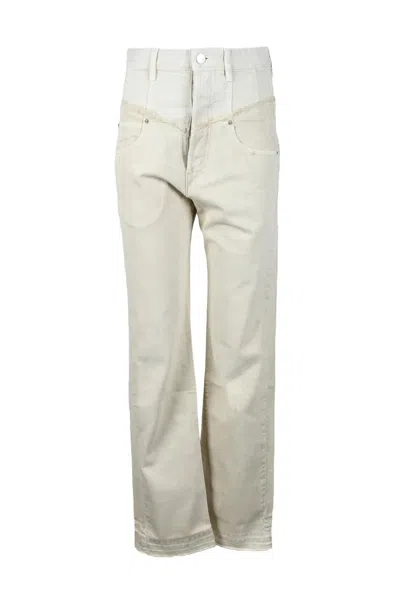 Isabel Marant Straight-leg Mid-rise Beige Jeans In Multi