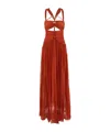 Isabel Marant 'rafael' Orange Long Dress With Cut-out Detail And Flared Skirt In Red