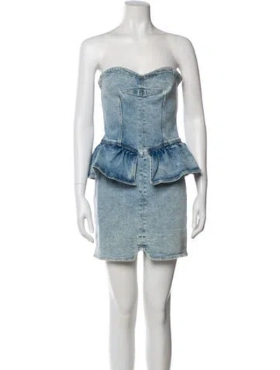 Pre-owned Isabel Marant Strapless Mini Dress In Blue