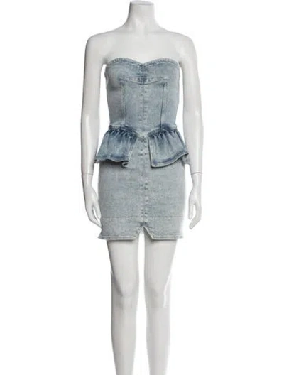 Pre-owned Isabel Marant Strapless Mini Dress In Blue