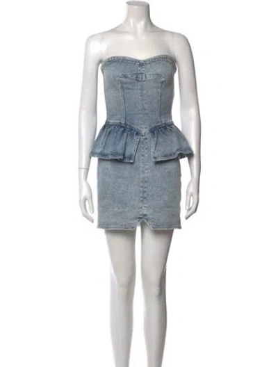 Pre-owned Isabel Marant Strapless Mini Dress In Blue