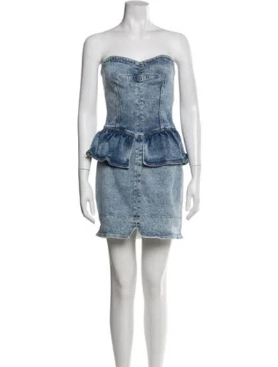 Pre-owned Isabel Marant Strapless Mini Dress In Blue