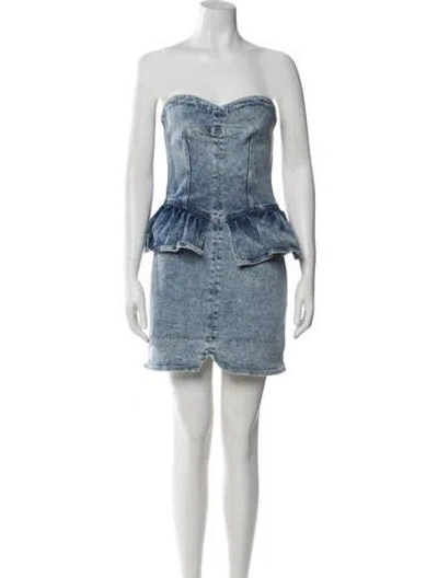 Pre-owned Isabel Marant Strapless Mini Dress In Blue