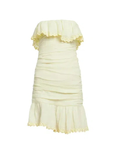 Isabel Marant Strapless Ruffled Mini Dress In Neutral
