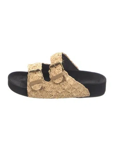 Pre-owned Isabel Marant Straw Patterned Slides In Black/neutrals