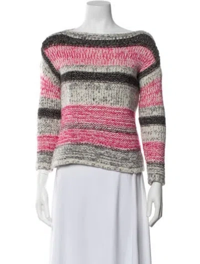 Pre-owned Isabel Marant Striped Bateau Neckline Sweater In Grey