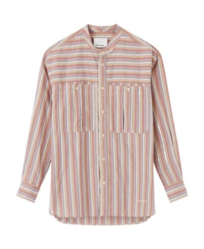 Isabel Marant Striped Cotton Shirt In Nude