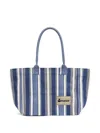 Isabel Marant Rectangular Stripe Tote Bag With Zippered Closure In Blue