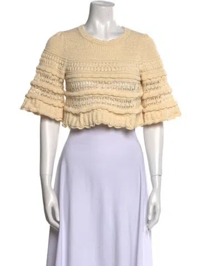 Pre-owned Isabel Marant Striped Crew Neck Crop Top In Neutral