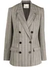 Isabel Marant Nevim Checked Double-breasted Crepe Blazer In Grey