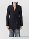 Isabel Marant Striped Double-breasted Blazer Italian Collar In Black