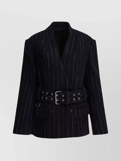 ISABEL MARANT STRIPED DOUBLE BREASTED SHORT COAT