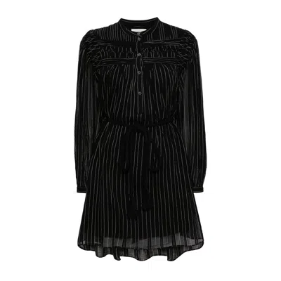 Isabel Marant Striped Dress In Faded Black