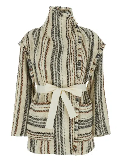Isabel Marant Striped Fringed Jacket By Illisa In Green