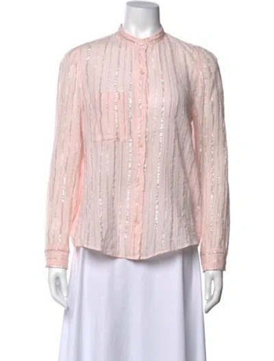 Pre-owned Isabel Marant Striped Long Sleeve Blouse In Metallic/pink