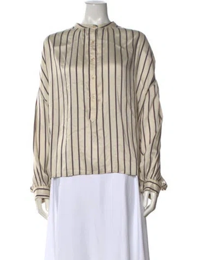 Pre-owned Isabel Marant Striped Long Sleeve Blouse In Neutral