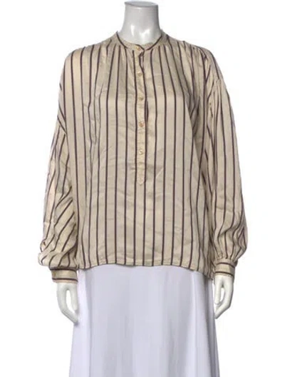 Pre-owned Isabel Marant Striped Long Sleeve Blouse In Neutrals