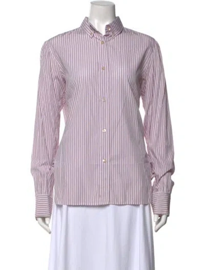 Pre-owned Isabel Marant Striped Long Sleeve Button-up Top In Burgundy