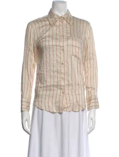 Pre-owned Isabel Marant Striped Long Sleeve Button-up Top In Neutral