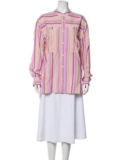 Pre-owned Isabel Marant Striped Long Sleeve Button-up Top In Purple