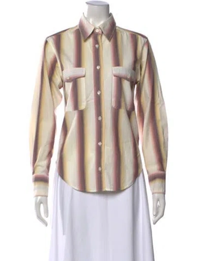 Pre-owned Isabel Marant Striped Long Sleeve Button-up Top In White