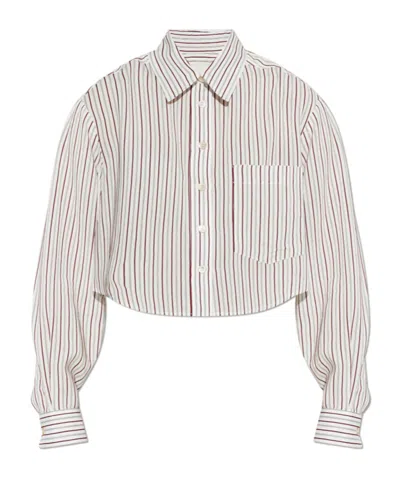 Isabel Marant Striped Long-sleeved Shirt In White