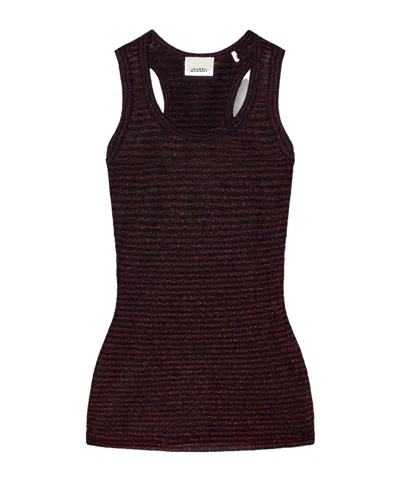 Isabel Marant Cevara Striped Metallic Mesh Tank In Black