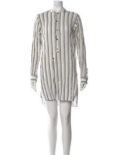Pre-owned Isabel Marant Striped Mini Dress In White