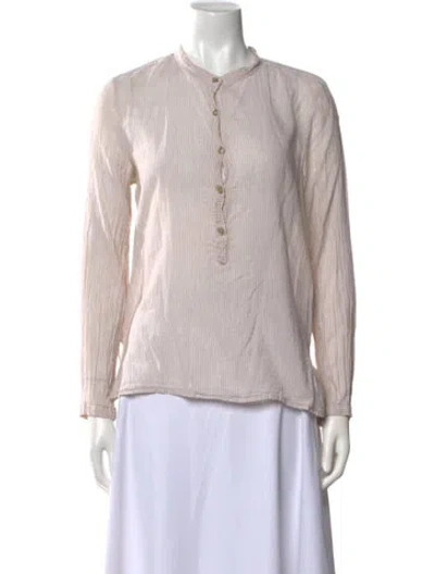 Pre-owned Isabel Marant Striped Mock Neck Button-up Top In Neutral