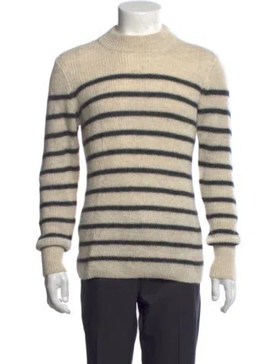 Pre-owned Isabel Marant Striped Mock Neck Pullover In White