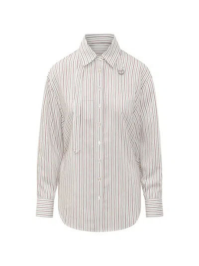 Isabel Marant Aurora Shirt Collared Neck Long Sleeves Stripes In White