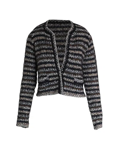 Isabel Marant Striped Plunge Neckline Sweater In Multicolor Wool