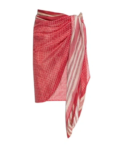 Isabel Marant Striped Printed Beach Skirt In Red
