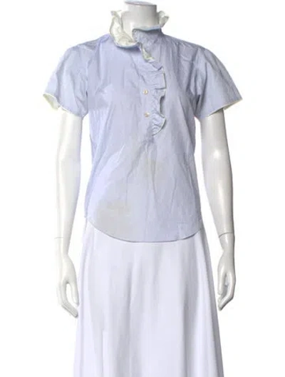 Pre-owned Isabel Marant Striped Short Sleeve Blouse In Blue/white