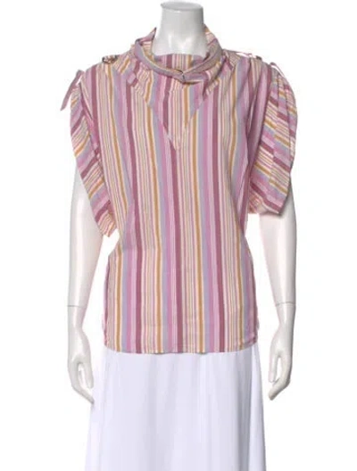 Pre-owned Isabel Marant Striped Short Sleeve Blouse In Pink