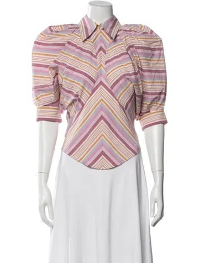 Pre-owned Isabel Marant Striped Short Sleeve Top In Pink