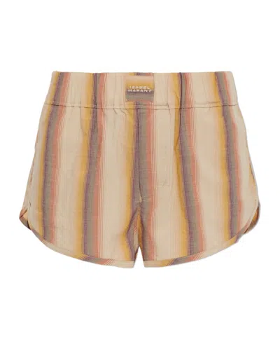 Isabel Marant Melinea Striped Shorts In Neutral